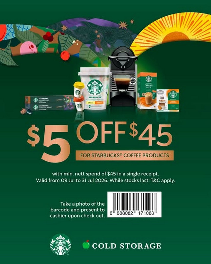 Cold-Storage-Singapore-Promotion-Enjoy-5-OFF-Starbucks-Coffee-Products Now Till 31 July 2026: Cold Storage Singapore Promotion: Enjoy $5 OFF Starbucks Coffee Products With Minimum $45 Spend