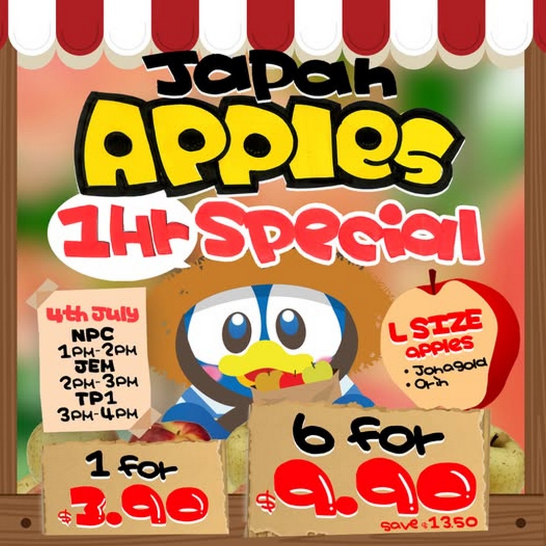 DON-DON-DONKI-Singapore-Japan-Apples-1-Hour-Special-Promotion 4 July 2026: DON DON DONKI Singapore Japan Apples 1-Hour Special Promotion – Grab L Size Jonagold & Orin Apples from Just $3.90 at Selected Stores