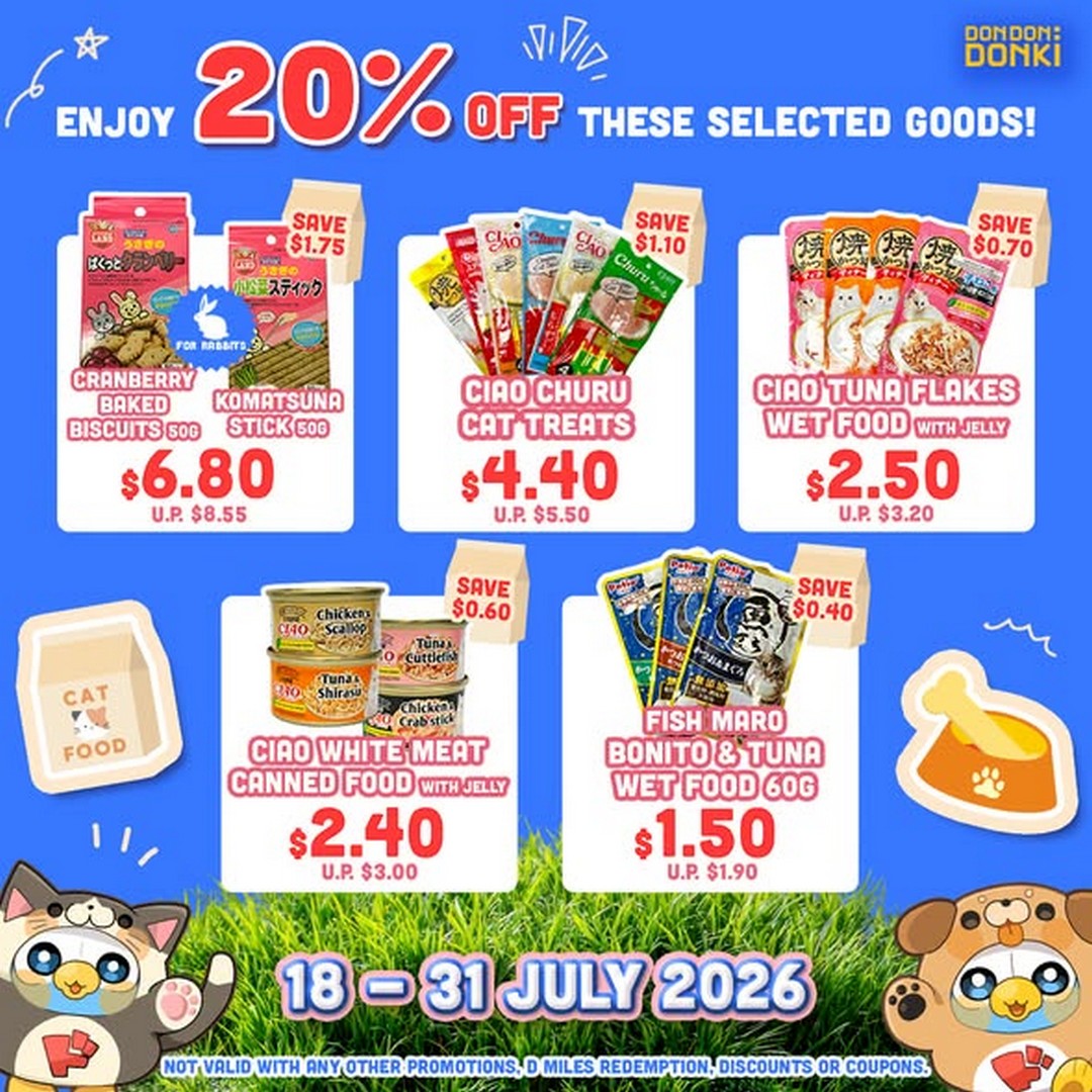 DON-DON-DONKI-Singapore-PAW-SOME-20-OFF-1 18-31 July 2026: DON DON DONKI Singapore PAW-SOME 20% OFF Selected Pet Products Promotion at Jurong Point