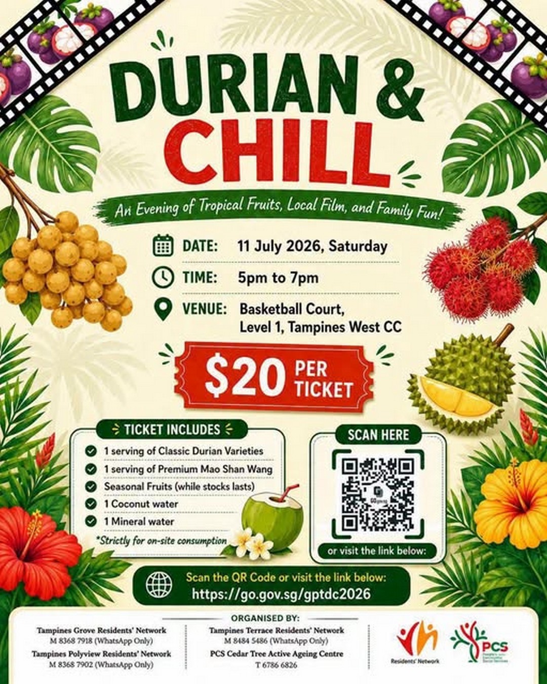 Durian-Chill-at-Tampines-West-CC-Basketball-Court 11 July 2026: Durian & Chill at Tampines West CC Basketball Court, Community Durian Food Event with Tropical Fruits and Film Screening Promotion