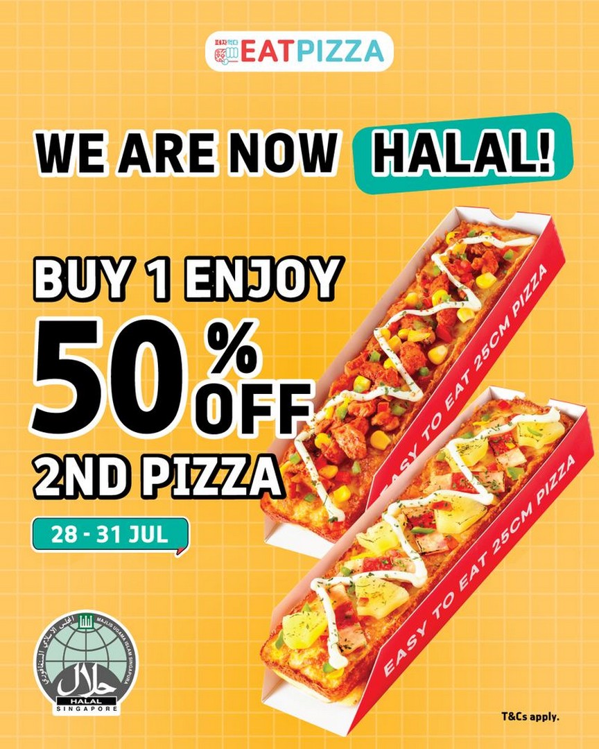 Eat-Pizza-Singapore-50-Off-Second-Pizza-Promotion 28-31 July 2026: Eat Pizza Singapore 50% Off Second Pizza Promotion, Limited-Time Pizza Deal at Multiple Outlets