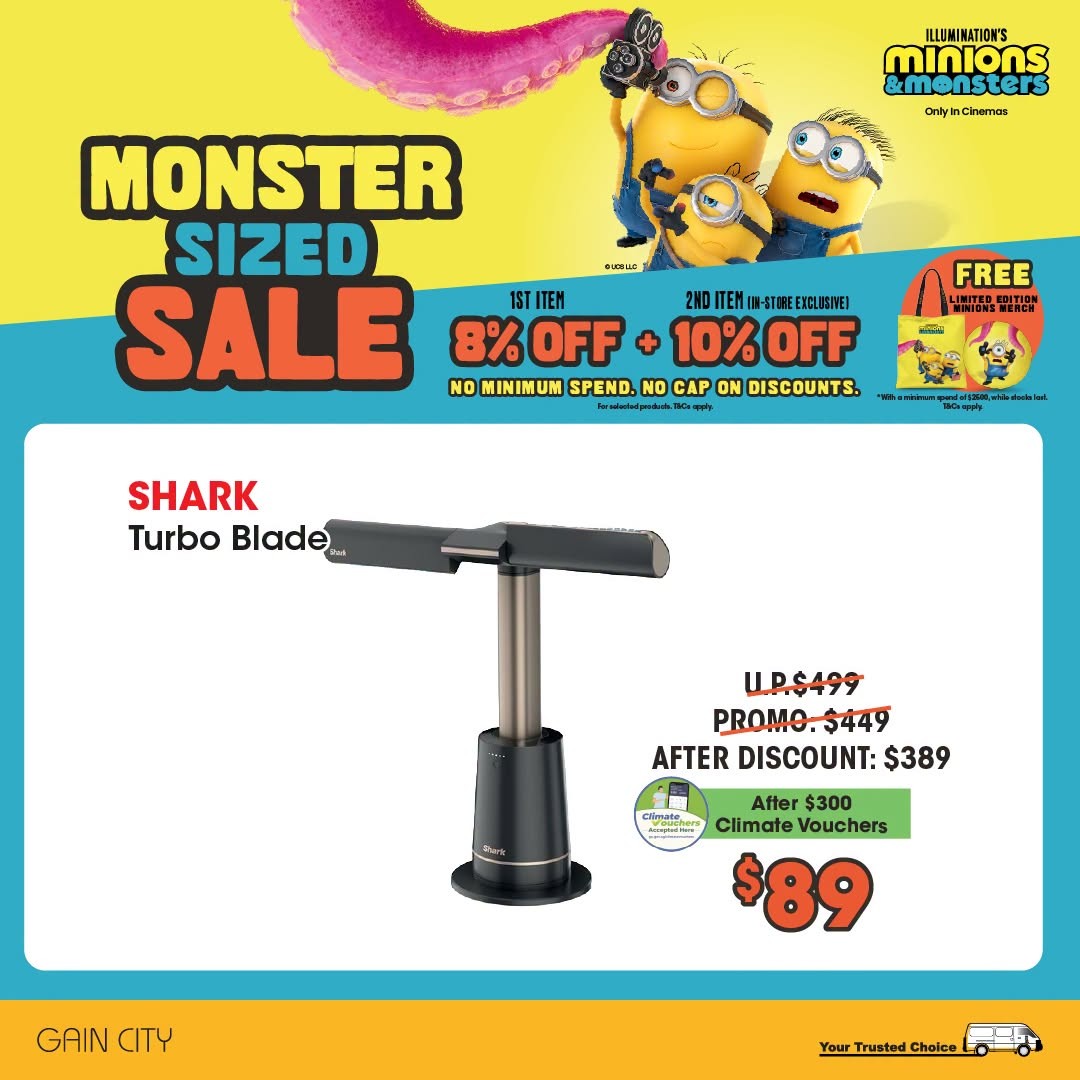 Gain-City-MONSTER-SIZED-Sale-Promotion-5 22 July 2026 onwards: Gain City: MONSTER-SIZED Sale Promotion With Bigger Savings, Free Minions & Monsters Merchandise and Chance to Win DENZA SG D9 MPV