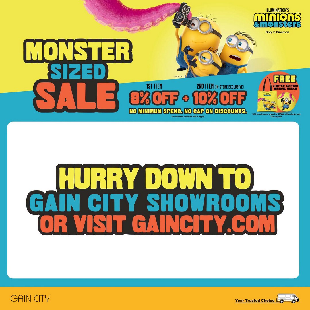 Gain-City-MONSTER-SIZED-Sale-Promotion-9 22 July 2026 onwards: Gain City: MONSTER-SIZED Sale Promotion With Bigger Savings, Free Minions & Monsters Merchandise and Chance to Win DENZA SG D9 MPV