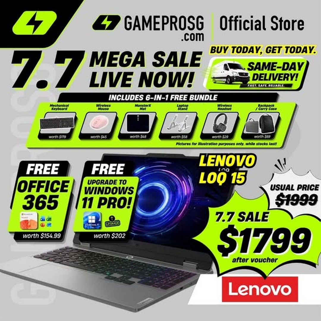 GamePro-Singapore-7.7-Laptop-Extravaganza-Sale-2 7 July 2026: GamePro Singapore 7.7 Laptop Extravaganza Sale – Enjoy Up to $500 OFF, Free 24GB RAM Upgrade, 6-in-1 Gift Bundle and More on Lazada