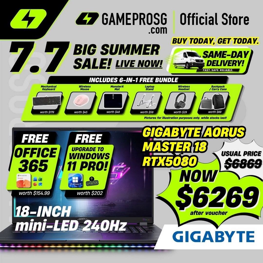 GamePro-Singapore-7.7-Laptop-Extravaganza-Sale-8 7 July 2026: GamePro Singapore 7.7 Laptop Extravaganza Sale – Enjoy Up to $500 OFF, Free 24GB RAM Upgrade, 6-in-1 Gift Bundle and More on Lazada