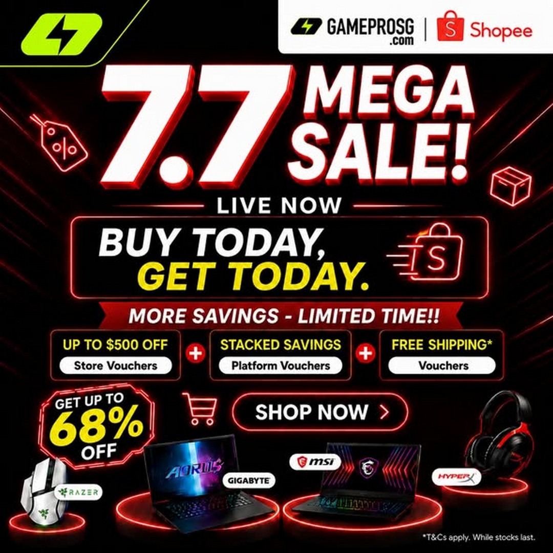 GamePro-Singapore-7.7-Shopee-Mega-Sale 1 July 2026 onwards: GamePro Singapore 7.7 Shopee Mega Sale – Save Up to 68% Storewide with Free Laptop Gift Bundle, Windows 11 Pro Upgrade, Office 365 and More