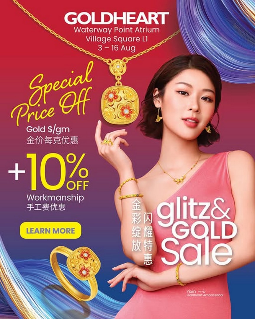 Goldheart-Jewellery-Singapore-Glitz-Gold-Sale 3-16 August 2026: Goldheart Jewellery Singapore Glitz & Gold Sale at Waterway Point – Enjoy Up to 70% Off Jewellery, 1-for-1 Gold Pendants and Gold Gifts from $38 Promotion