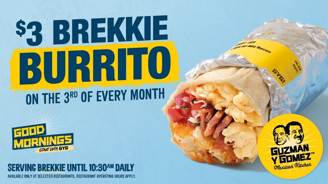 Guzman-y-Gomez-3-Brekkie-Burrito-Promotion 3 July 2026: Guzman y Gomez $3 Brekkie Burrito Promotion – Grab Your Favourite Breakfast Burrito for Just $3 at Participating Singapore Outlets
