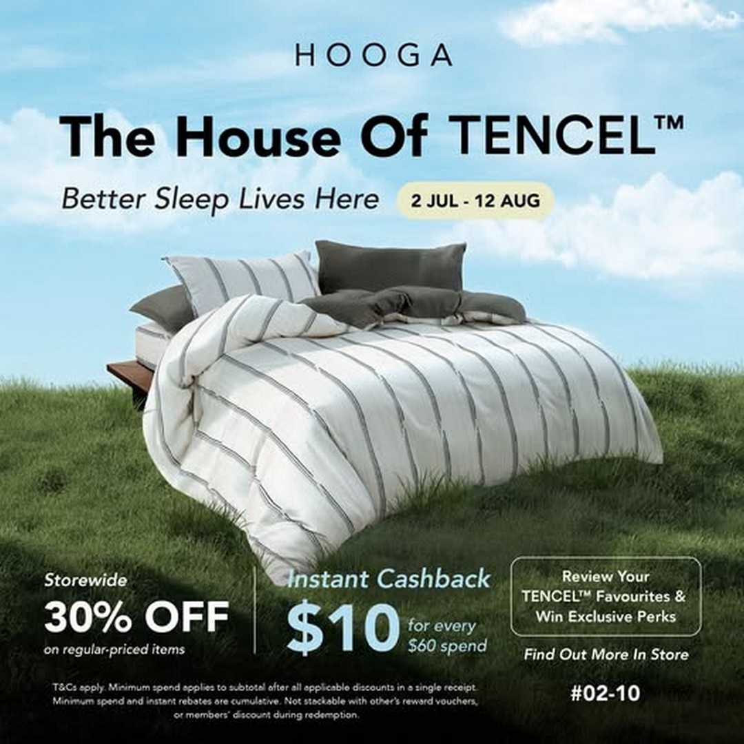 HOOGA-Singapore-TENCEL™-Storewide-30-Off-Promotion 2 July – 12 August 2026: HOOGA Singapore TENCEL™ Storewide 30% Off Promotion with Instant Cashback and Exclusive Rewards