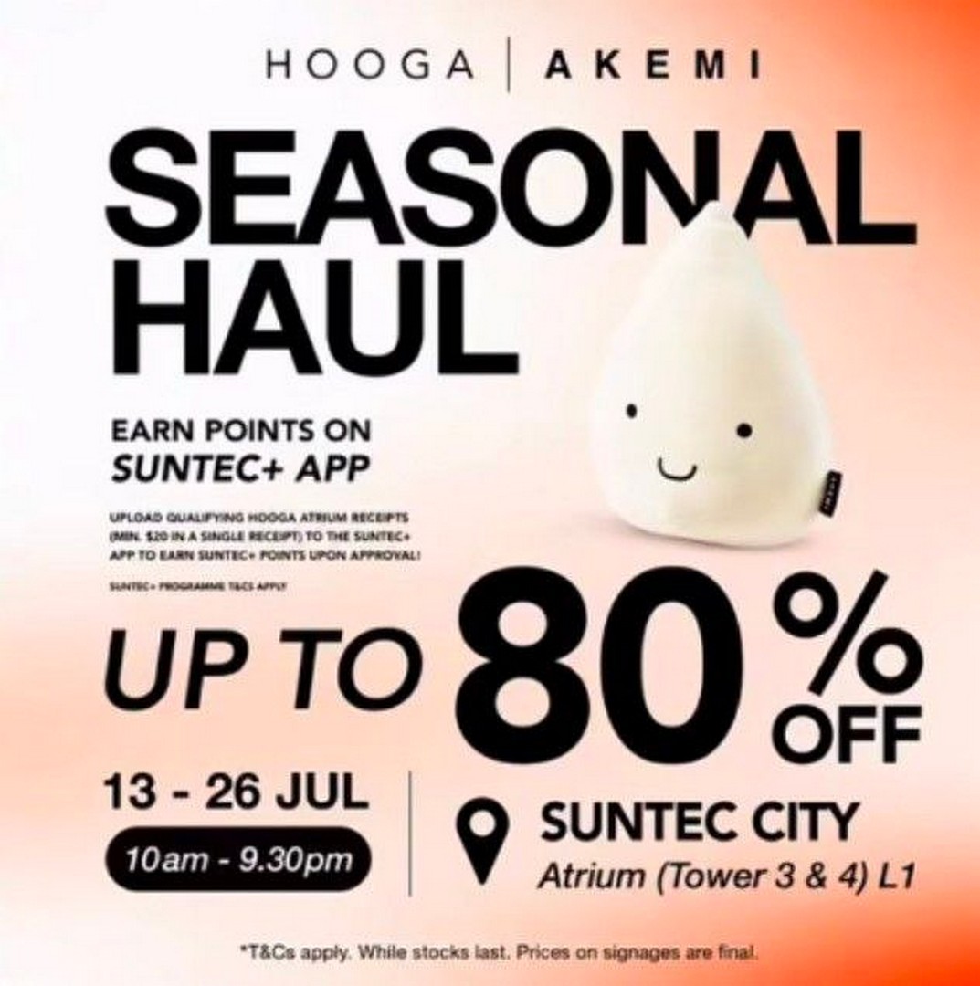 HOOGA-x-AKEMI-Warehouse-Style-Sale 13-26 July 2026: HOOGA x AKEMI Warehouse-Style Sale – Save Up to 80% on Home Essentials, Bedding and Kitchenware at Suntec City Promotion