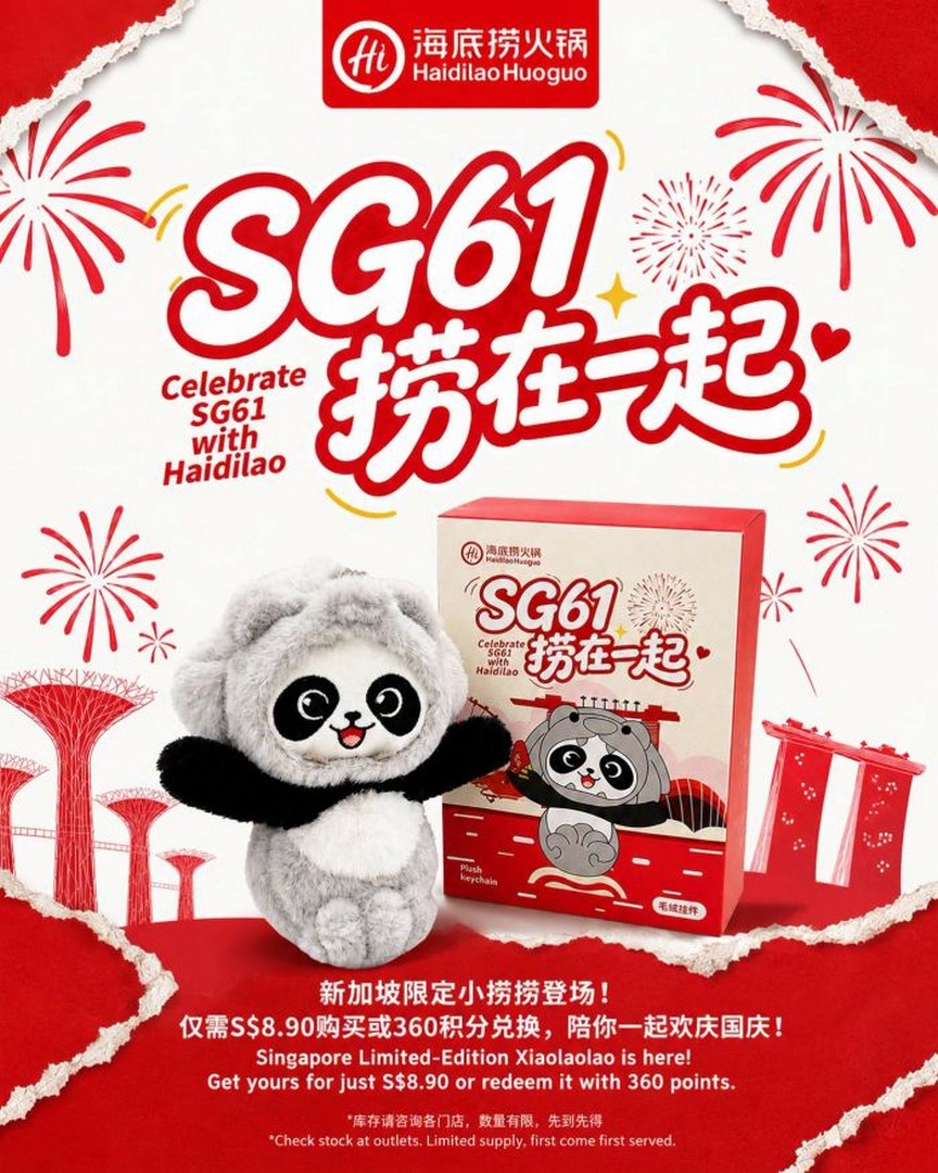 Haidilao-Singapore-SG61-National-Day-Promotio 29 July 2026 onwards: Haidilao Singapore SG61 National Day Promotion: Limited-Edition Xiaolaolao Plush Keychain Sale For Only $8.90 Or 360 Points