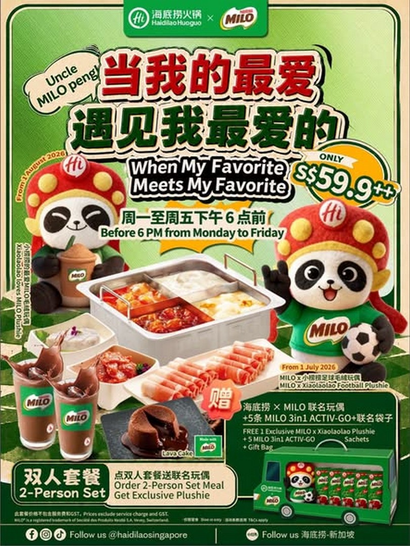 Haidilao-Singapore-x-MILO-Collaboration-Set-Meal-Launch-1 2 July 2026 onwards: Haidilao Singapore x MILO Collaboration Set Meal Launch: Limited-Edition MILO Themed Hotpot Experience with Exclusive Plushie Giveaway