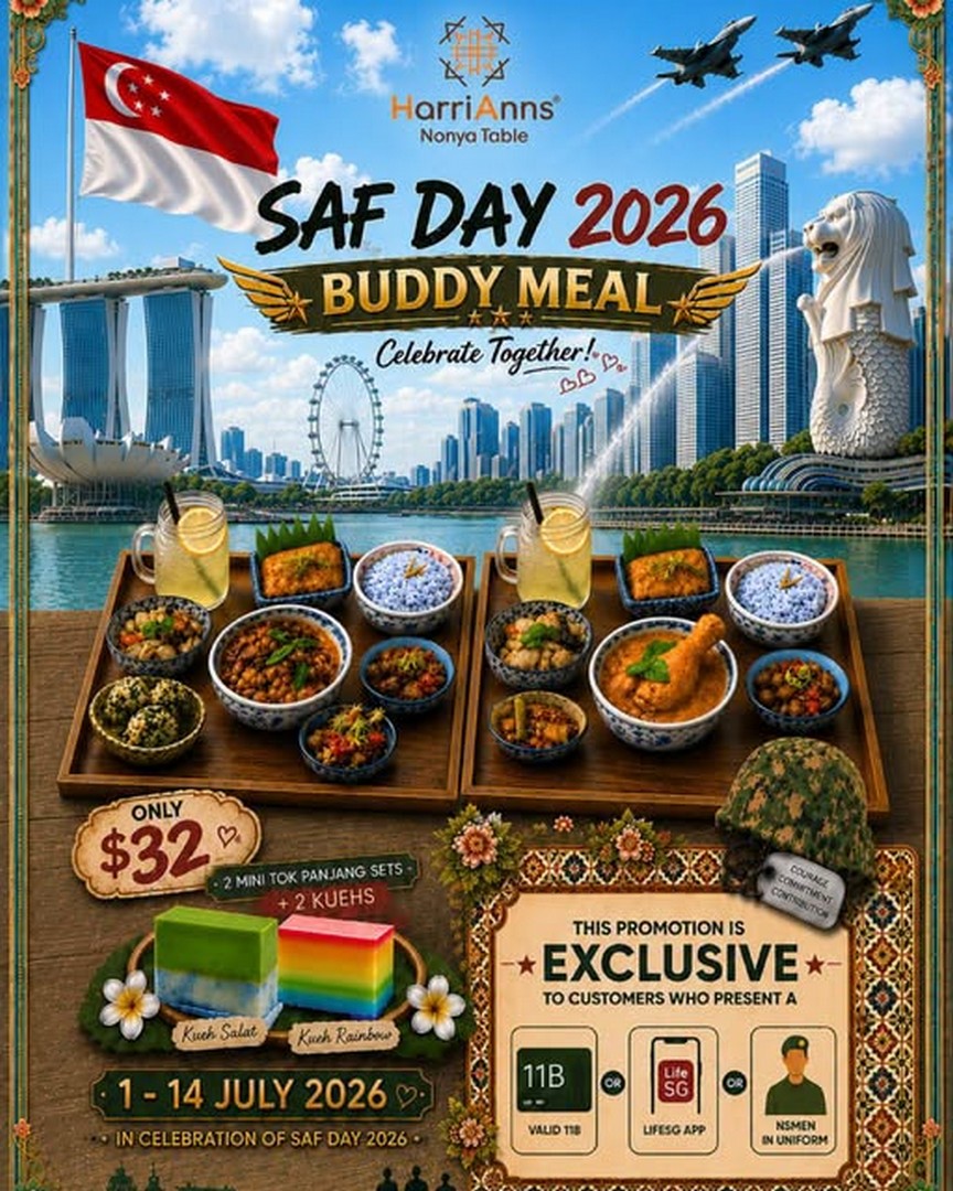HarriAnns-Nonya-Table-SAF-Day-Buddy-Meal-Promotion 1-14 July 2026: HarriAnns Nonya Table SAF Day Buddy Meal Promotion, Exclusive Peranakan Feast for Two at Hillion Mall