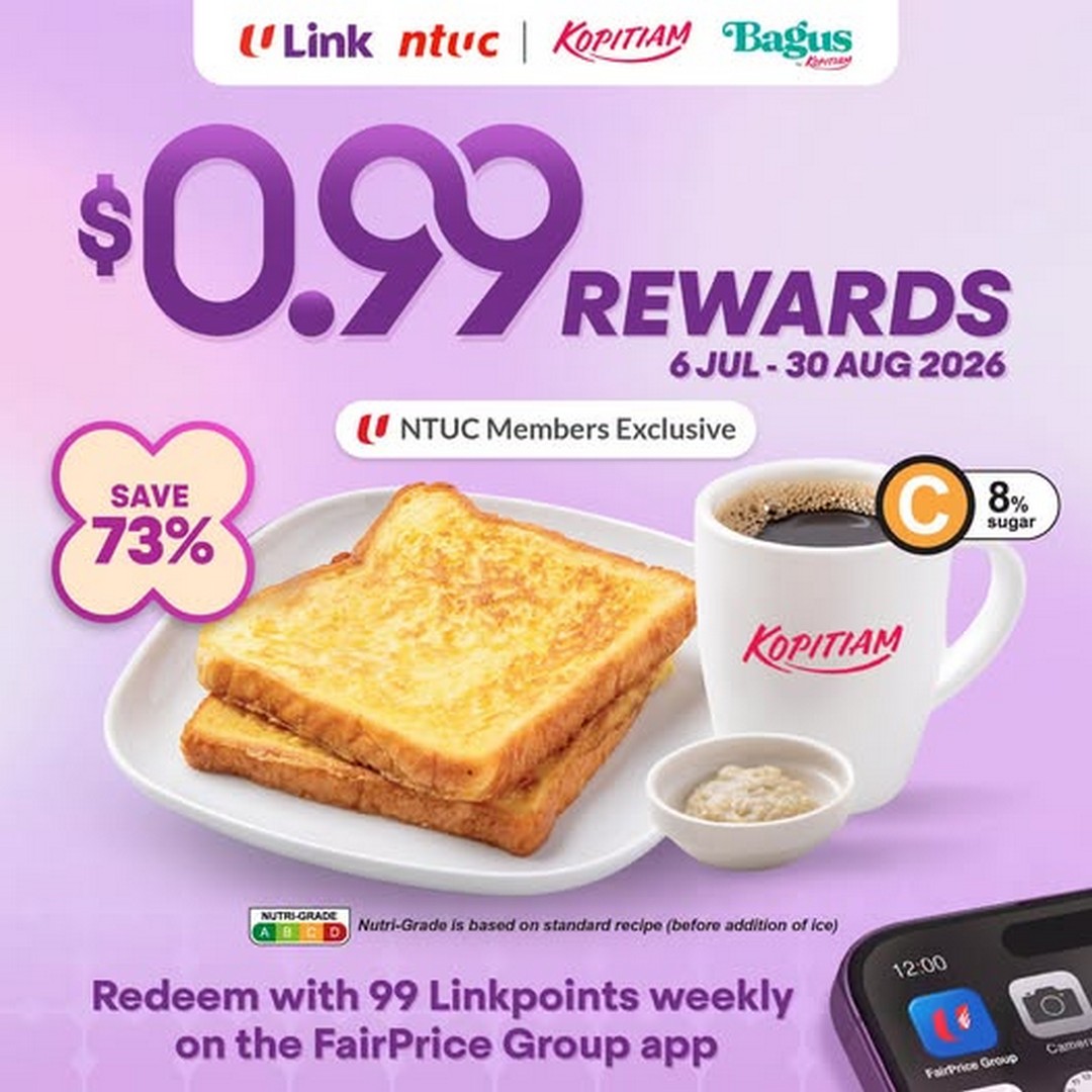 Kopitiam-NTUC-Members-99-Linkpoints-French-Toast-Set-Promotion 6 July–30 August 2026: Kopitiam NTUC Members 99 Linkpoints French Toast Set Promotion – Enjoy an Affordable Breakfast or Tea Break Deal in Singapore