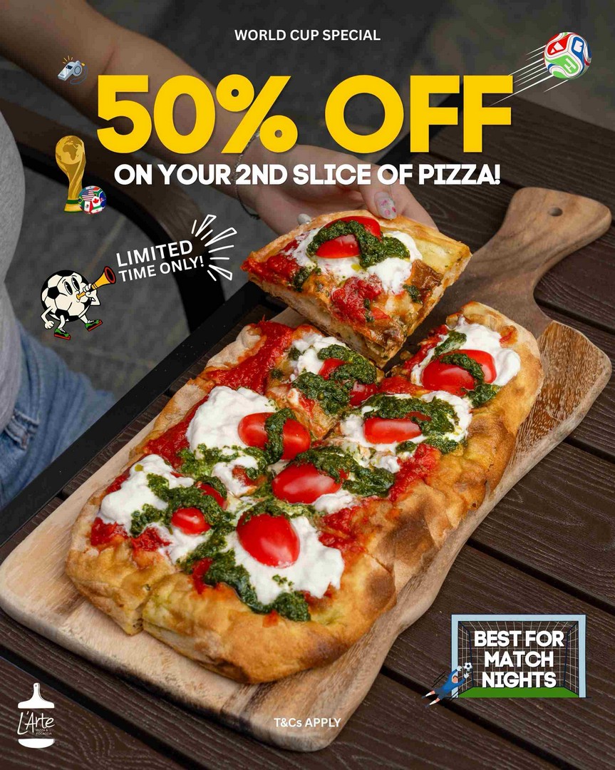 LArte-Pizza-Focaccia-50-OFF-Second-Pizza-Slice-Promotion 13 July 2026 Onwards: L'Arte Pizza & Focaccia 50% OFF Second Pizza Slice Promotion at Guoco Tower Singapore