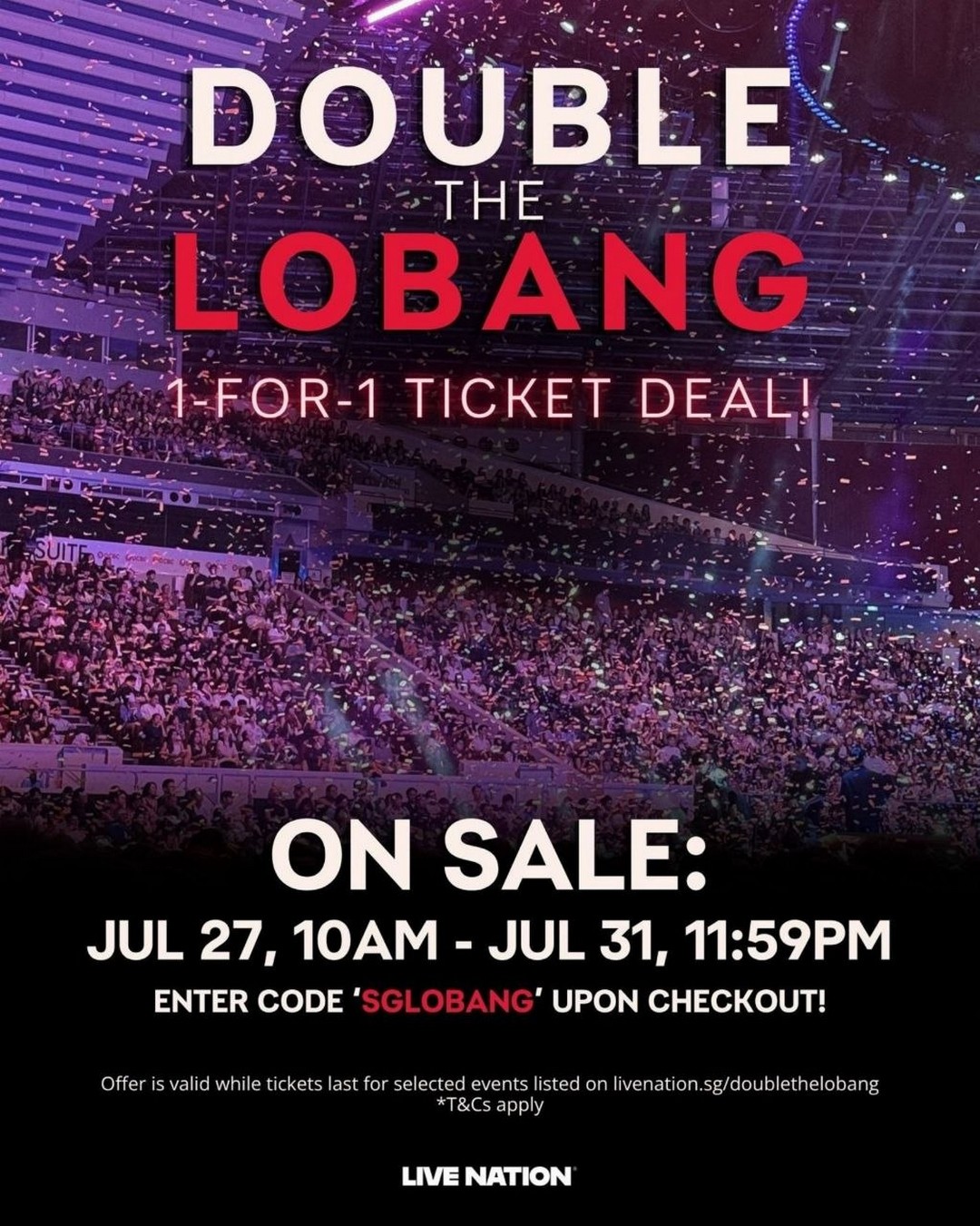 Live-Nation-Singapore-Buy-1-Get-1-FREE-Ticket-Promotion 27-31 July 2026: Live Nation Singapore Buy 1 Get 1 FREE Ticket Promotion for David Byrne and The Click Five Live Concerts with SGLOBANG Promo Code