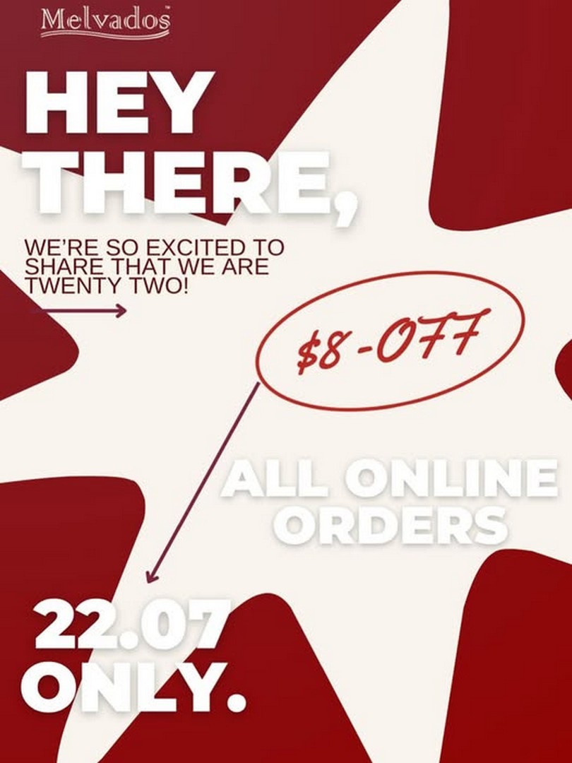 MELVADOS-8-Off-Online-Sale-Promotion 22 July 2026: MELVADOS $8 Off Online Sale Promotion – One-Day Only Savings on Cakes, Ice Cream, Ready-to-Eat Meals and More