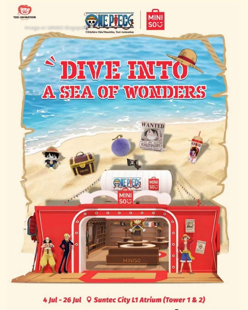 MINISO-Singapore-Biggest-One-Piece-Pop-Up-Event-at-Suntec-City 4–26 July 2026: MINISO Singapore Biggest One Piece Pop-Up Event at Suntec City – Exclusive Merchandise, Limited-Time Promotions and Collectibles Sale