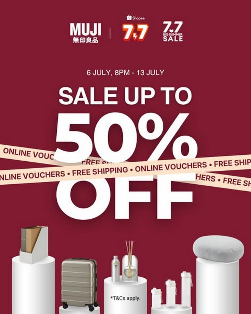 MUJI-Singapore-7.7-Summer-Sale-Promotio 6-13 July 2026: MUJI Singapore 7.7 Summer Sale Promotion – Enjoy Up to 50% Off Everyday Essentials, Apparel, Travel Accessories and More Online