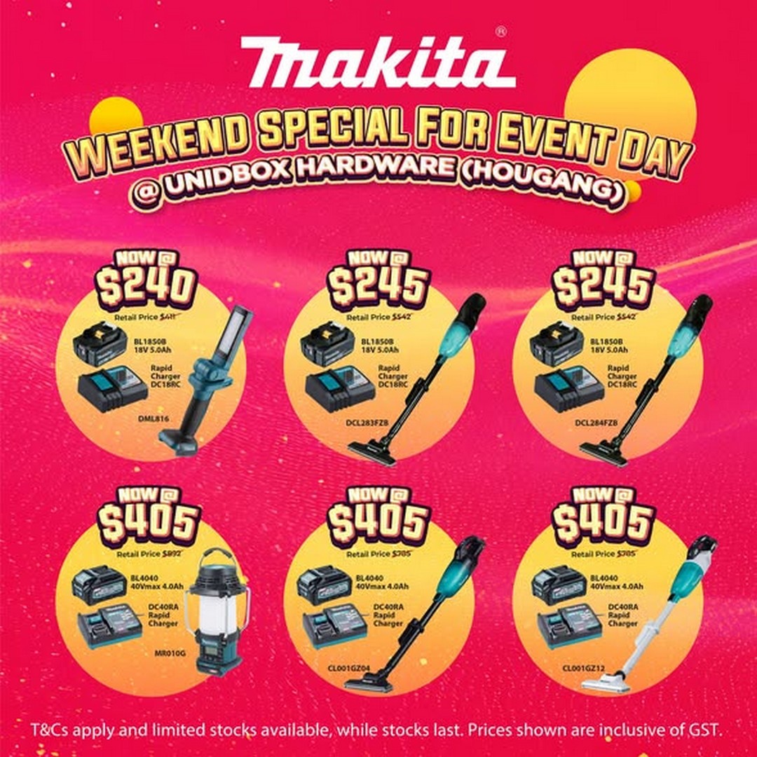 Makita-Singapore-Roadshow-Promotion-1 25-26 July 2026: Makita Singapore Roadshow Promotion at Unidbox Hardware Hougang with Exclusive Tool Deals, Free Battery Offers and Live Demonstrations