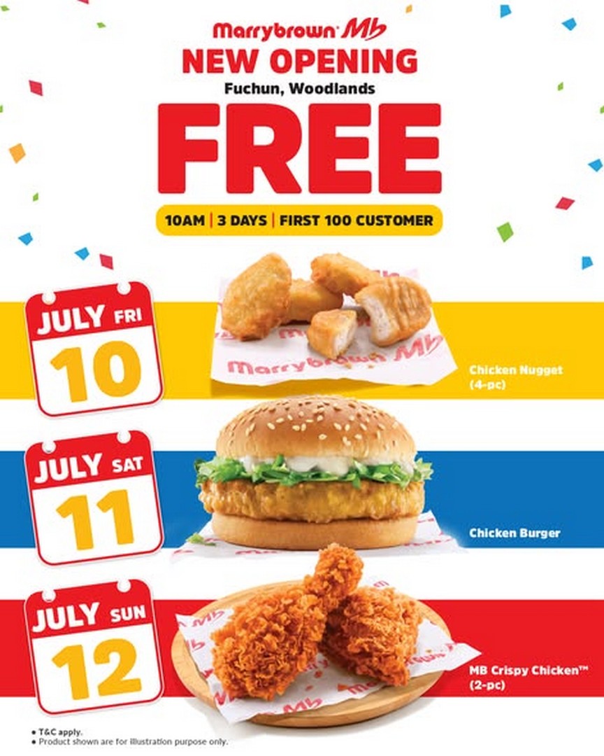 Marrybrown-Singapore-Fuchun-Woodlands-Grand-Opening-Free-Giveaway-1 10-12 July 2026: Marrybrown Singapore Fuchun Woodlands Grand Opening Free Giveaway Promotion – Free Chicken Nuggets, Burger and Fried Chicken for First 100 Customers Daily