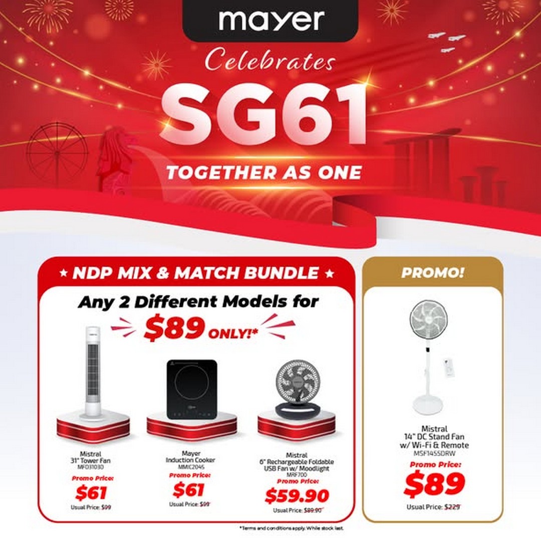 Mayer-Singapore-SG61-Showroom-Promotion-at-Century-Square 23-26 July 2026: Mayer Singapore SG61 Showroom Promotion at Century Square – Wear Red or White and Enjoy Additional 6.1% OFF with Up to 80% Savings