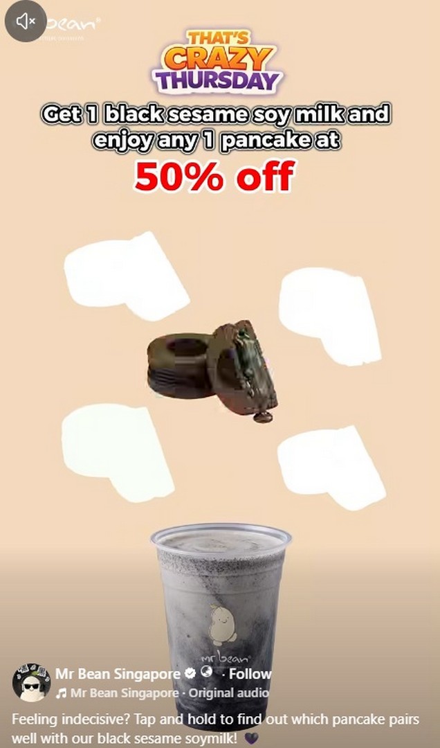 Mr-Bean-Singapore-Black-Sesame-Soymilk-Pancake-Promotion 1 July 2026 onwards: Mr Bean Singapore Black Sesame Soymilk Pancake Promotion, Buy-and-Add Sweet Deal at All Outlets