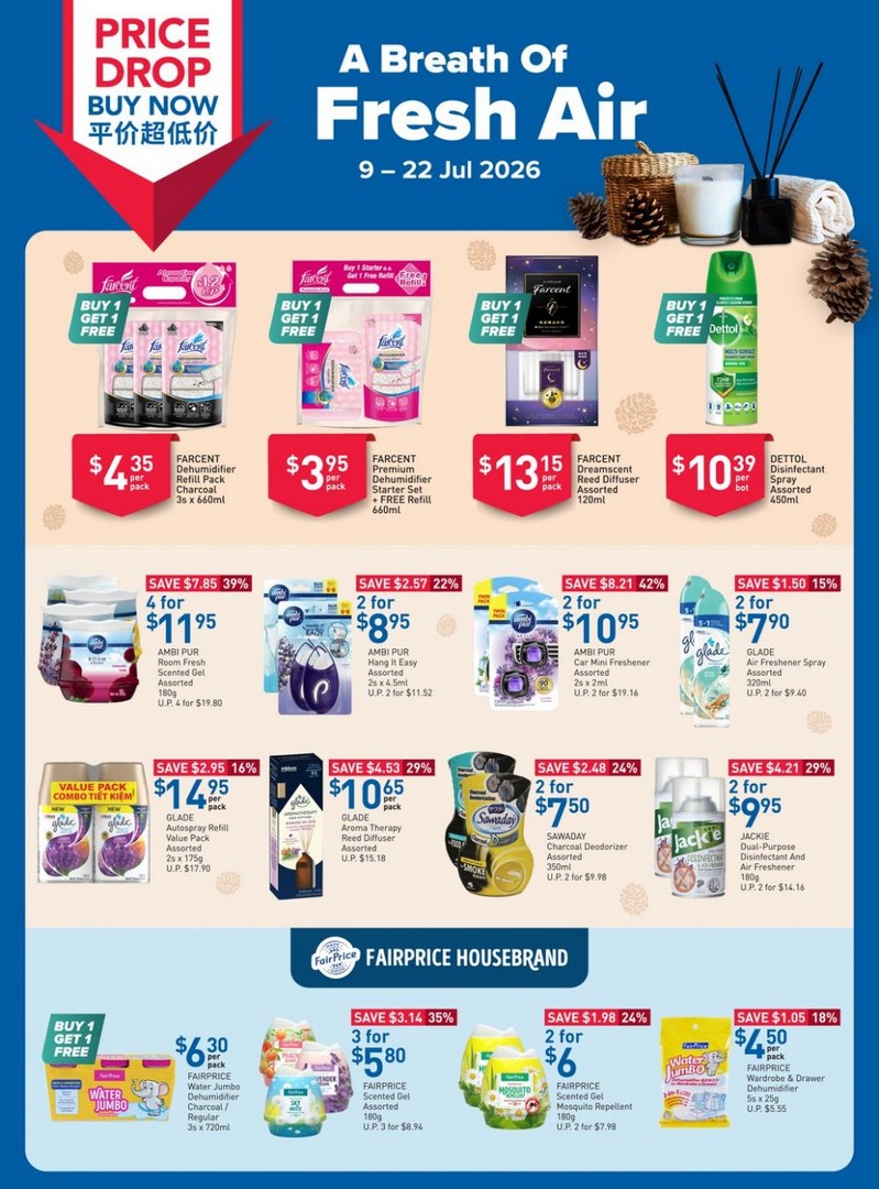 NTUC-FairPrice-A-Breath-of-Fresh-Air-Promotion-–-Buy-1-Free-1 9-22 July 2026: NTUC FairPrice A Breath of Fresh Air Promotion – Buy 1 Free 1 Dehumidifiers, Dettol & Household Essentials Sale Across Singapore