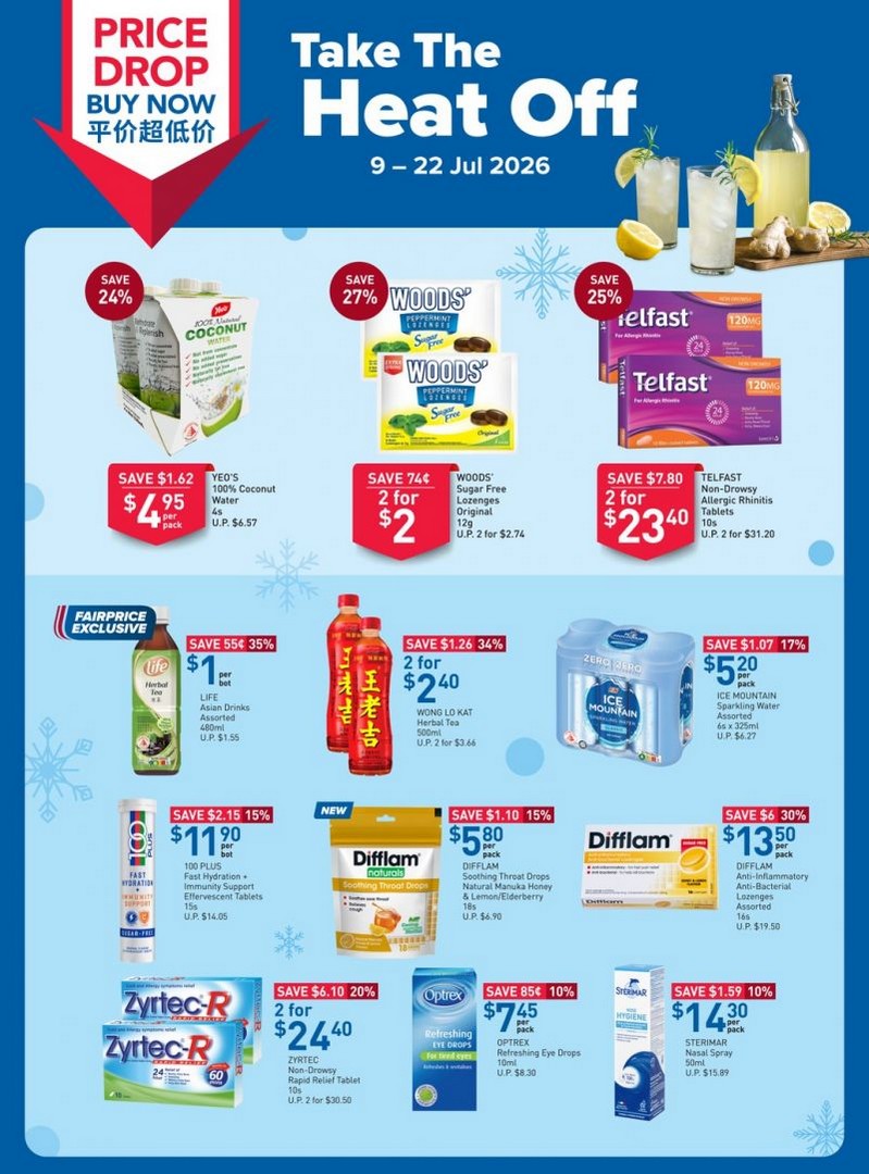 NTUC-FairPrice-Take-The-Heat-Off-Promotion 9-22 July 2026: NTUC FairPrice Take The Heat Off Promotion – Save Up to 35% on Drinks and Health Essentials Across Singapore