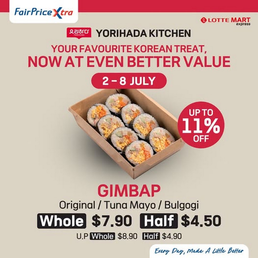 NTUC-FairPrice-Yorihada-Kitchen-Korean-Gimbap-Promotion 2–8 July 2026: NTUC FairPrice Yorihada Kitchen Korean Gimbap Promotion – Fresh Korean Favourites from Just $4.50 at LOTTE Mart Express