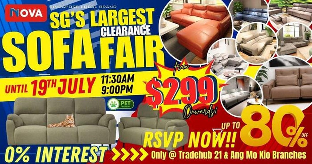 Nova-Furnishing-Direct-Factory-Price-Sofa-Fair Now till 19 July 2026: Nova Furnishing Direct Factory Price Sofa Fair – Up to 80% Off Sofa Clearance Promotion with Buy 1 Get 1 Free Mattress Deals at Tradehub 21 & Ang Mo Kio
