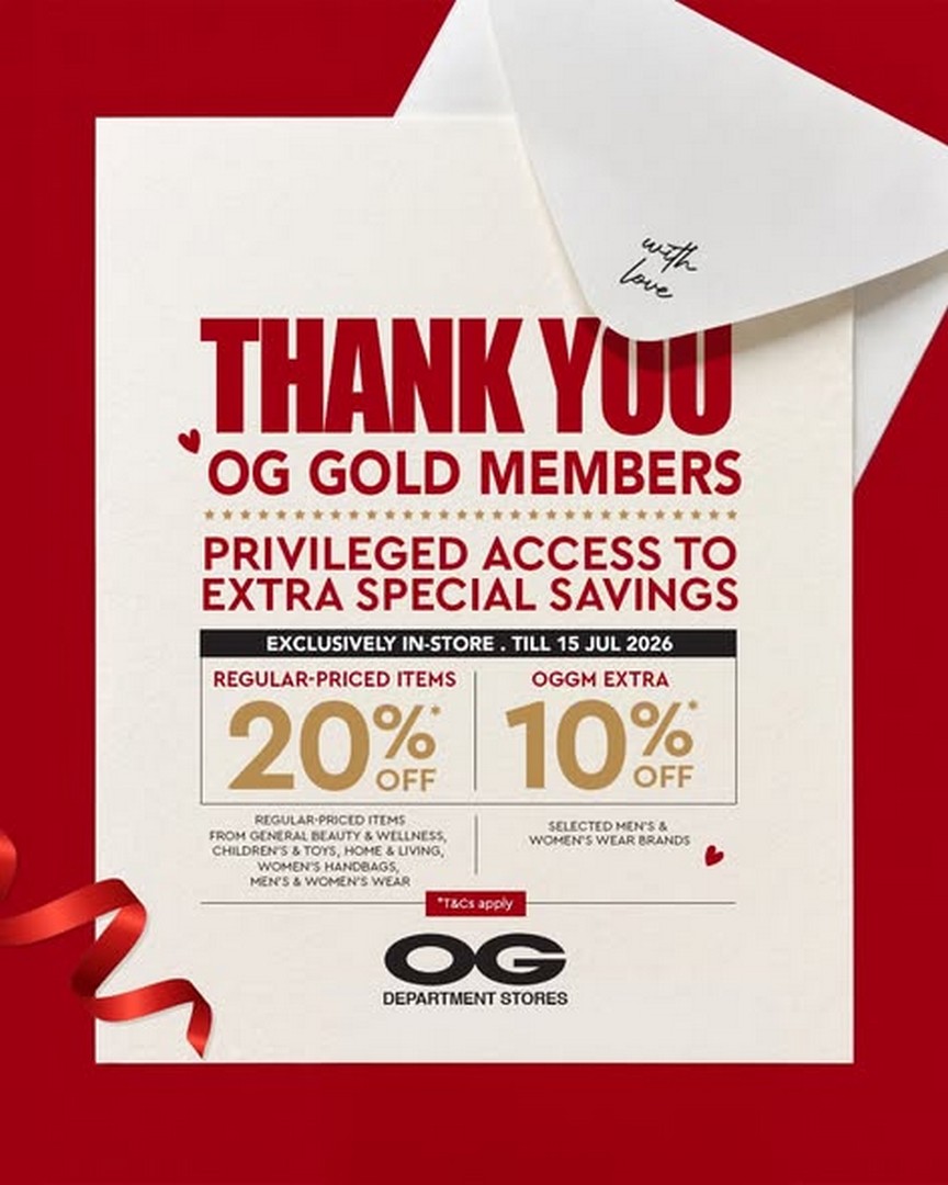 OG-Singapore-Gold-Member-Exclusive-Promotion Now till 15 July 2026: OG Singapore Gold Member Exclusive Promotion – Enjoy Up to 20% OFF Plus Extra 10% Savings on Selected Brands