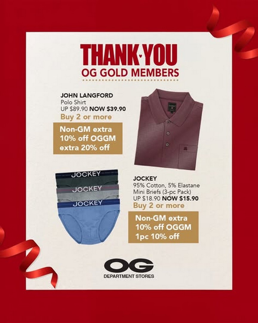 OG-Singapore-Gold-Member-Exclusive-Sale-Promotion-1 Now till 15 July 2026: OG Singapore Gold Member Exclusive Sale Promotion – Enjoy Up to 20% OFF Regular-Priced Items Plus Extra 10% OFF Selected Fashion Brands