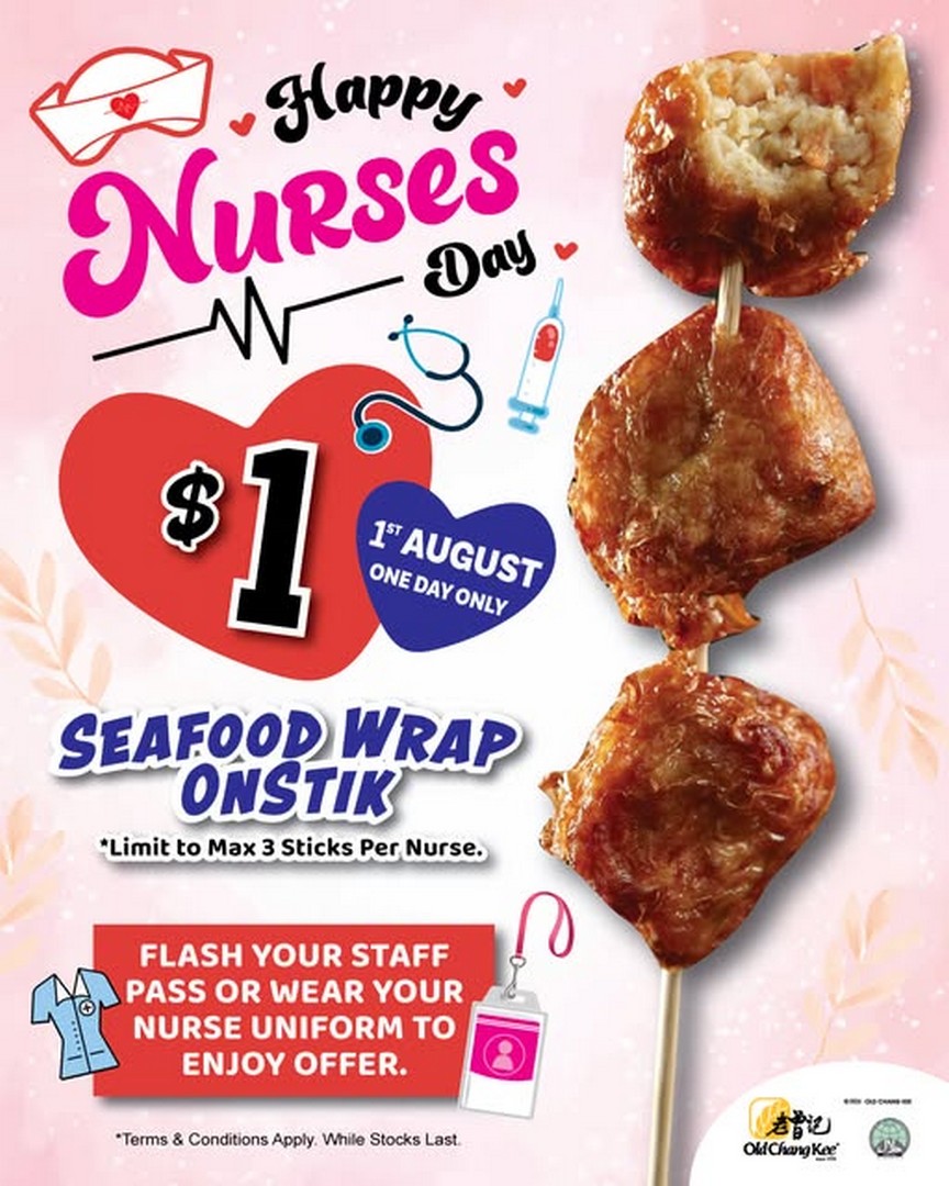 Old-Chang-Kee-Singapore-Nurses-Day-Promotion 1 August 2026: Old Chang Kee Singapore Nurses Day Promotion: Enjoy Seafood Wrap OnStik Special Offer at Only $1 for Nurses