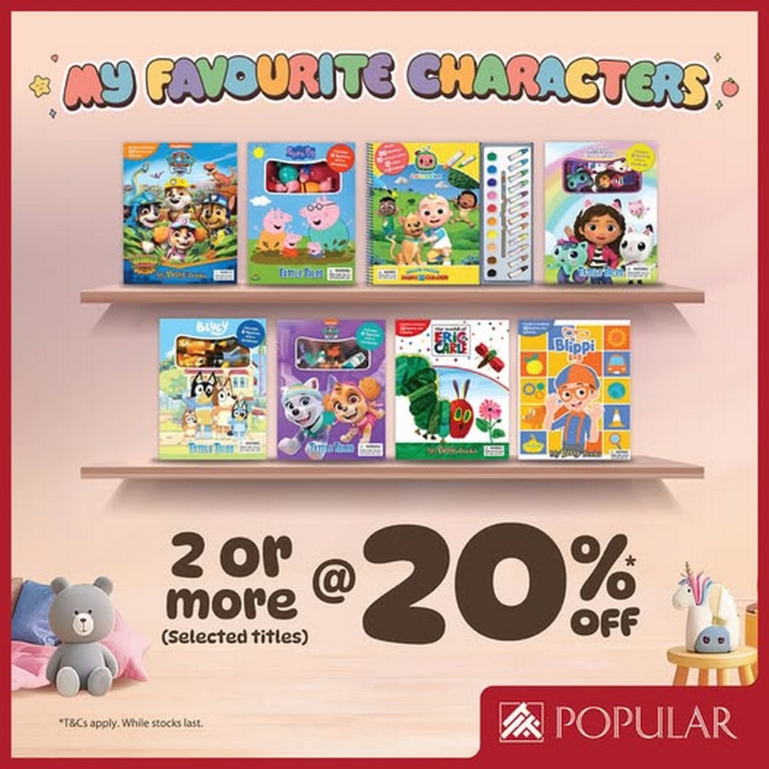 POPULAR-Bookstore-Singapore-My-Favourite-Character-Promotion Now till 31 July 2026: POPULAR Bookstore Singapore My Favourite Character Promotion – Enjoy 20% Off When You Mix & Match Children's Books and Puzzles at All Stores and Online