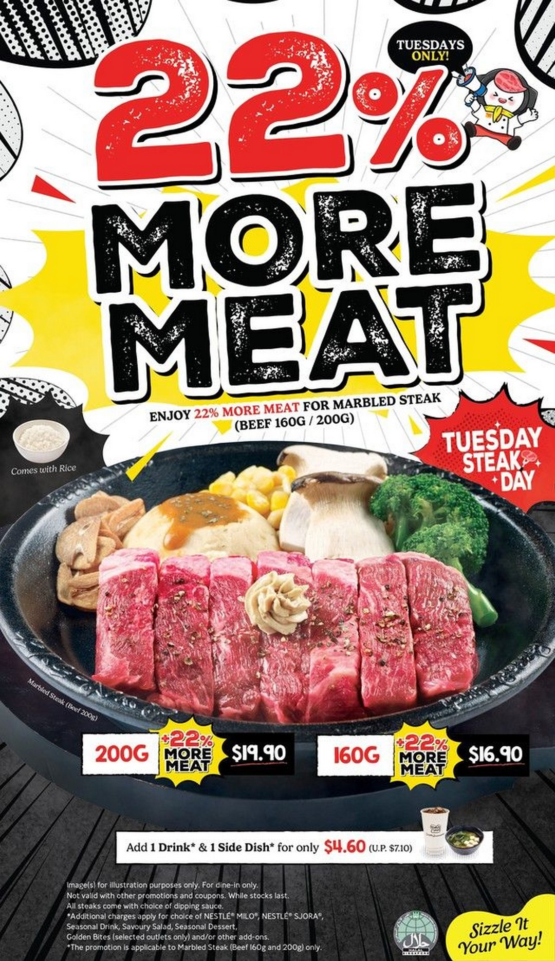 Pepper-Lunch-Restaurant-Tuesday-Steak-Day-Promotion 14-28 July 2026: Pepper Lunch Restaurant Tuesday Steak Day Promotion – Enjoy 22% More Marbled Steak for the Same Price in Singapore