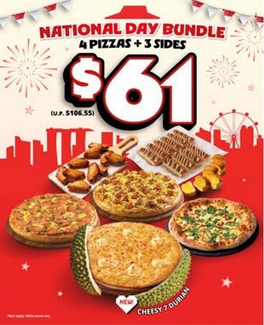 Pizza-Hut-Singapore-National-Day-Bundle-Promotion 27 July-31 August 2026: Pizza Hut Singapore National Day Bundle Promotion, Enjoy Cheesy 7 Durian and Cheesy 7 Otah Laksa Pizzas from $61