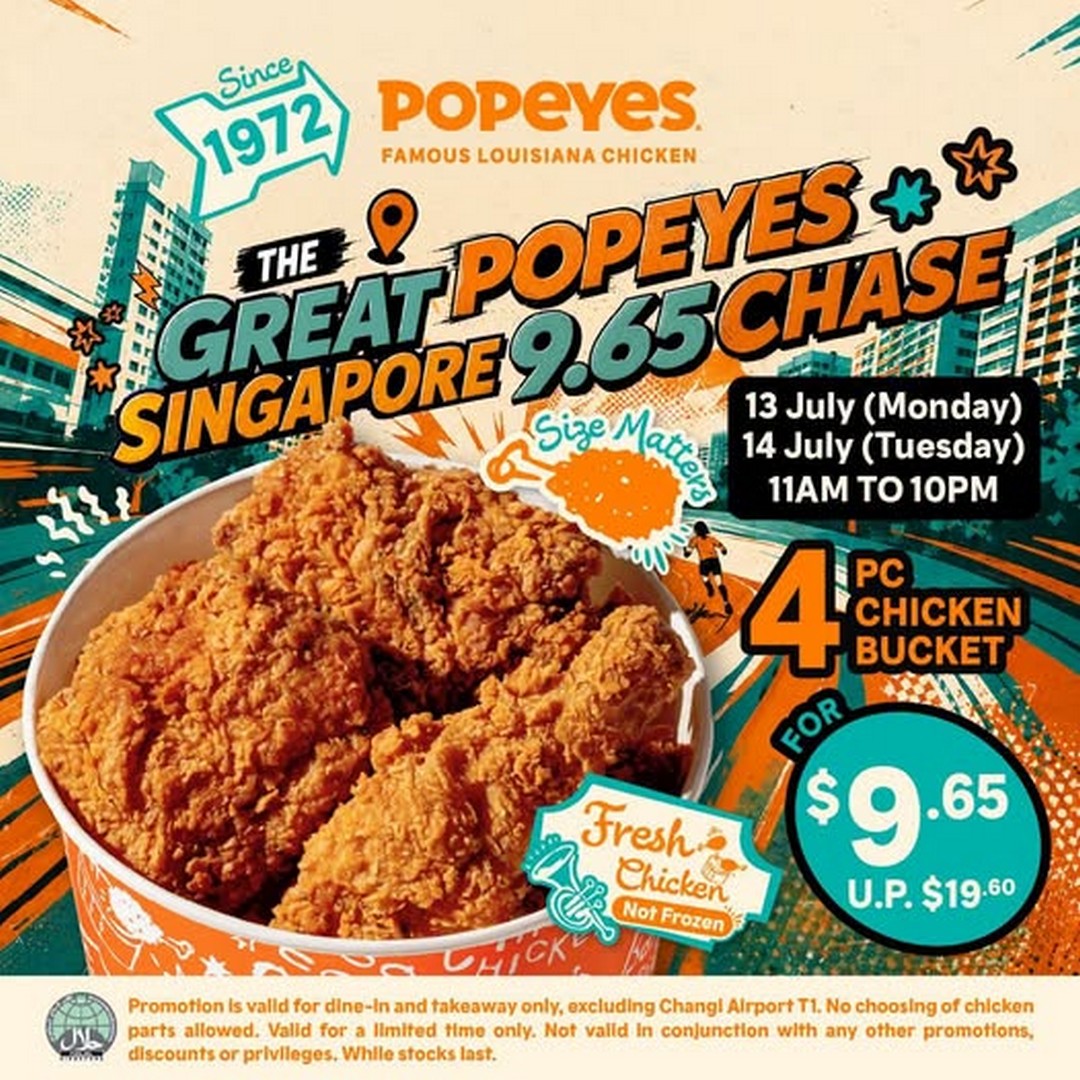 Popeyes-Singapore-4PC-Chicken-Bucket-Promotion 13-14 July 2026: Popeyes Singapore 4PC Chicken Bucket Promotion – Enjoy the Famous Fried Chicken for Just $9.65 During This Limited-Time Sale