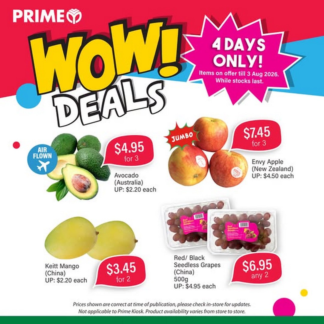 Prime-Supermarket-WOW-Deals-4-Days-Only-Fresh-Groceries-2 Now till 3 August 2026: Prime Supermarket: WOW Deals 4 Days Only Fresh Groceries, Daily Essentials & Favourite Picks Sale Promotion