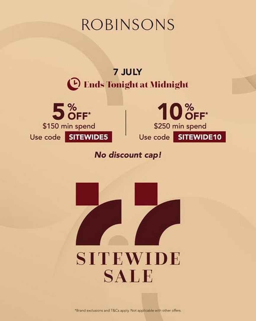 Robinsons-Singapore-7.7-Sitewide-Sale-Promotion 7 July 2026: Robinsons Singapore 7.7 Sitewide Sale Promotion – Enjoy Up to 10% Off with Exclusive Discount Codes on Fashion and Home Essentials