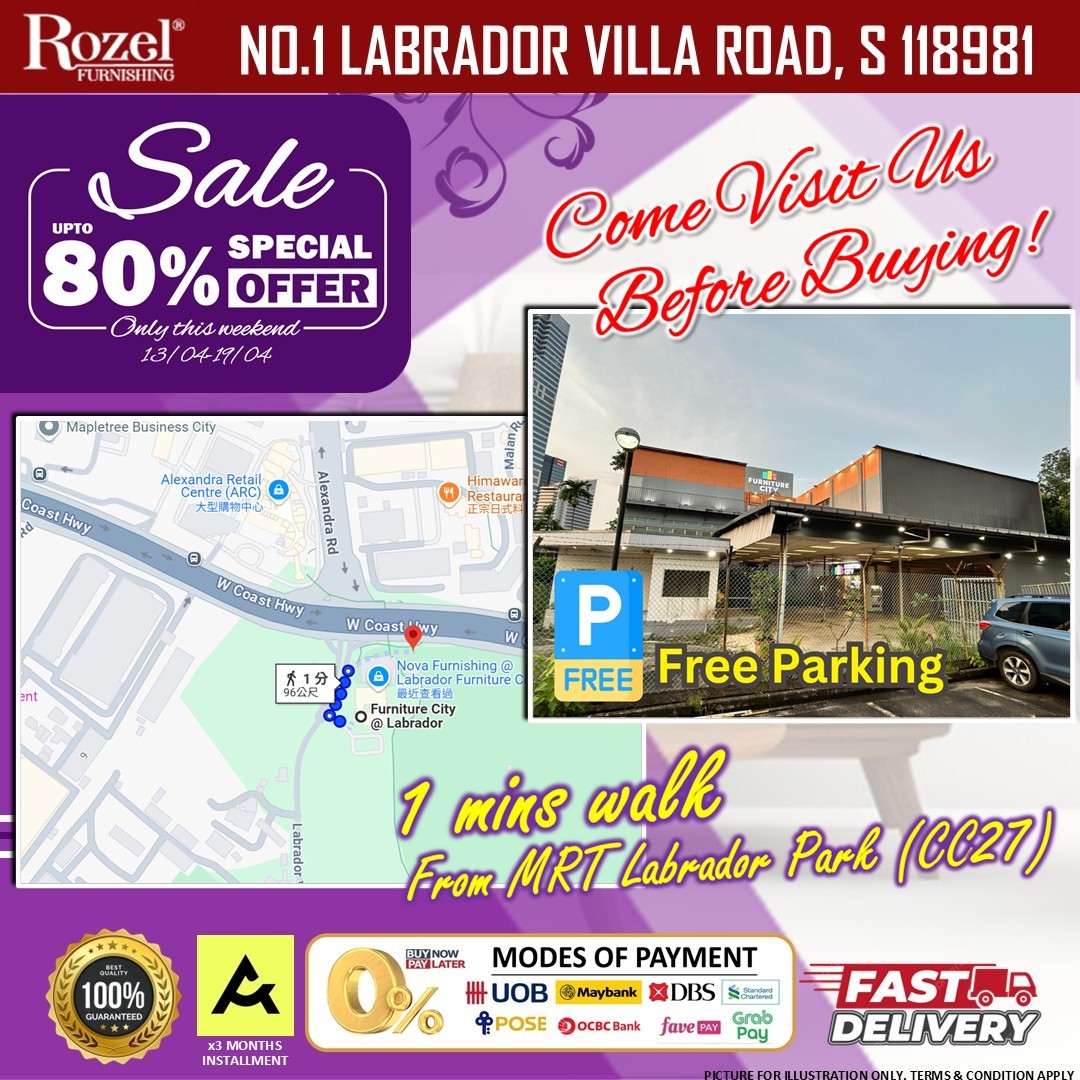 Rozel-Factory-Direct-Furniture-Tentage-Sale-Singapore-7 19-26 July 2026: Rozel Factory-Direct Furniture Tentage Sale Singapore – Save Up to 80% on Premium Furniture and Dormiflex Mattress Promotion at Labrador Villa Road