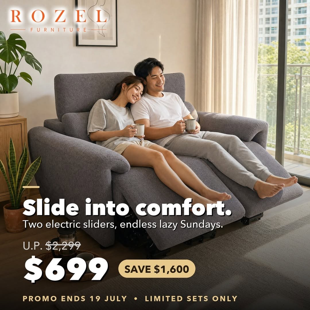 Rozel-Furnishing-Singapore-Furniture-Promotion-5 Now till 19 July 2026: Rozel Furnishing Singapore Furniture Promotion – Enjoy Up to 80% Off Electric Recliners, Sofas and Dining Sets at Sims Avenue