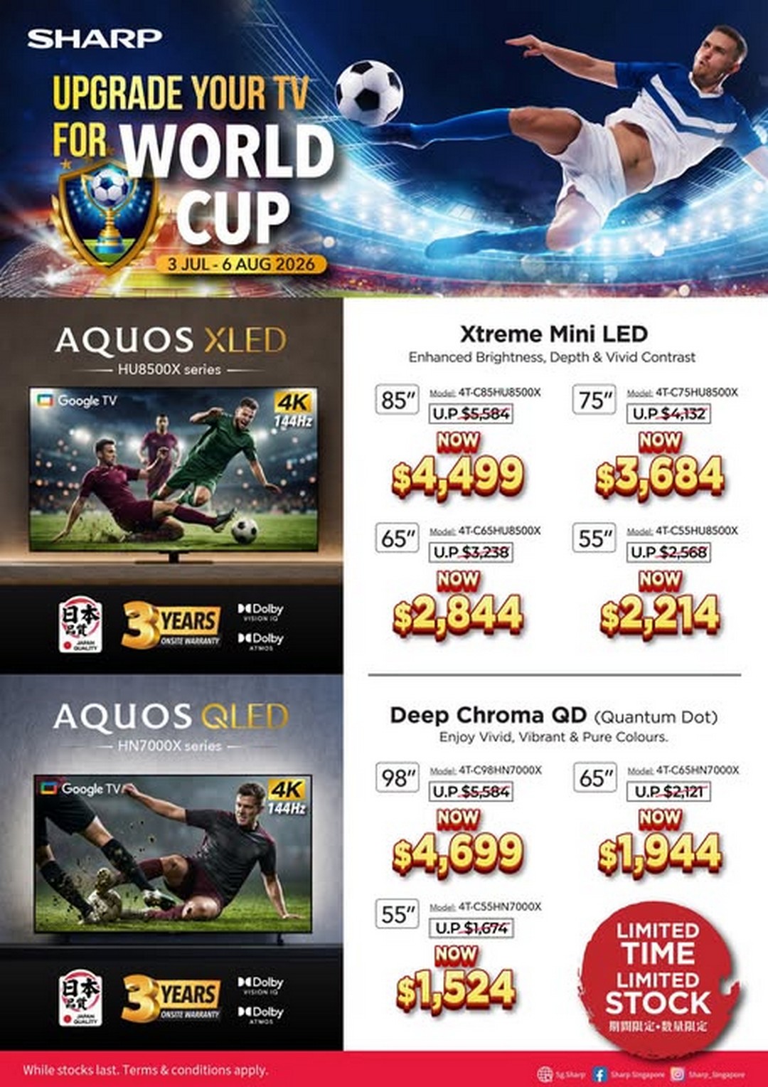 SHARP-Singapore-World-Cup-TV-Promotion 3 July 2026 – 6 August 2026: SHARP Singapore World Cup TV Promotion – SHARP AQUOS XLED & QLED TV Sale with Big Screen Deals for Football Fans