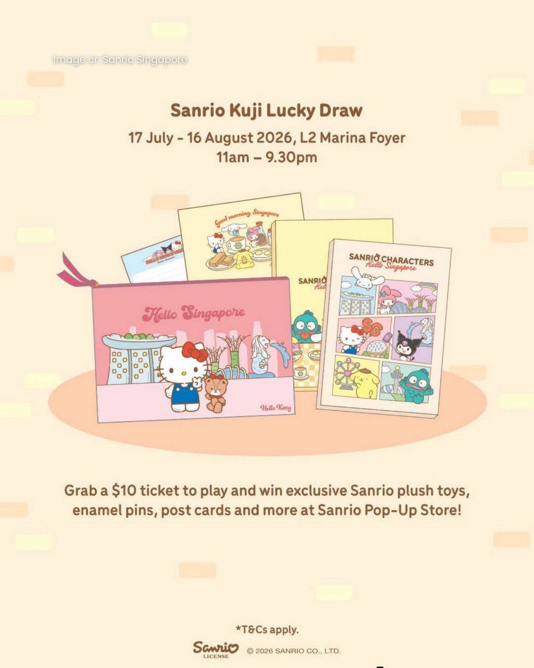 Sanrio-Hello-Singapore-at-Marina-Square 17 July–16 August 2026: Sanrio Hello Singapore at Marina Square – Exclusive National Day Merchandise, Pop-Up Store, Lucky Draw & Promotion