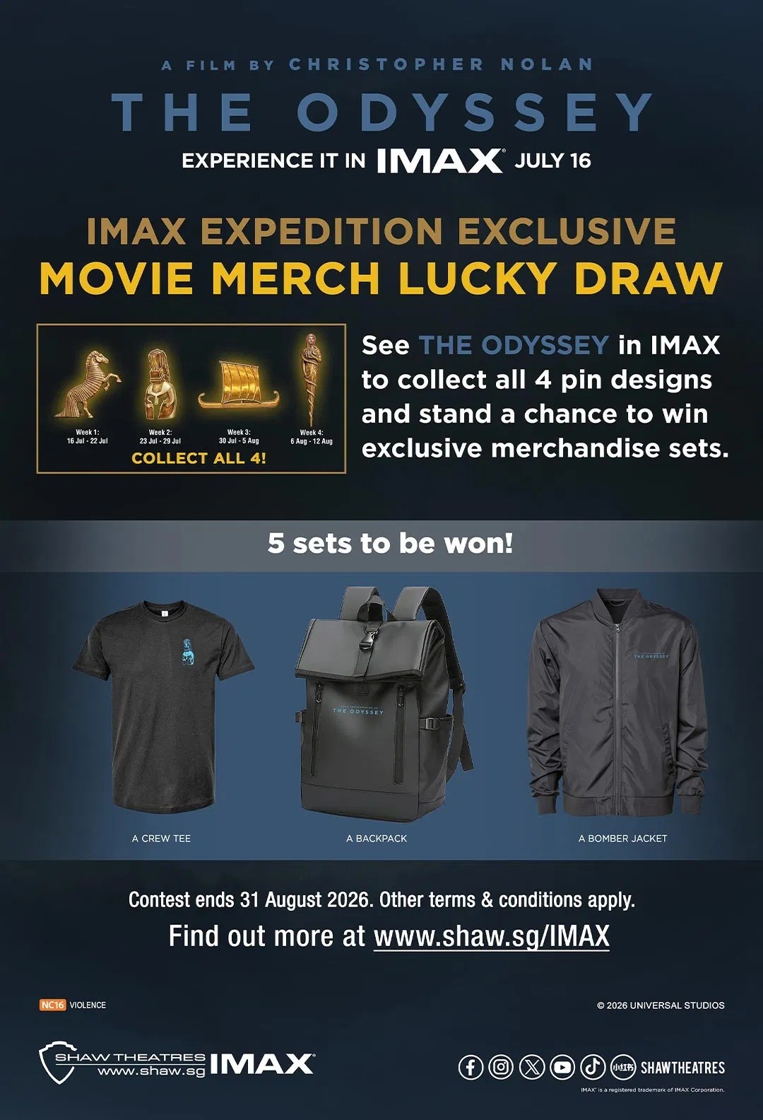 Shaw-Theatres-THE-ODYSSEY-IMAX®-Expedition-Exclusive 16 July–31 August 2026: Shaw Theatres THE ODYSSEY IMAX® Expedition Exclusive Movie Merch Set Lucky Draw Giveaway Promotion in Singapore