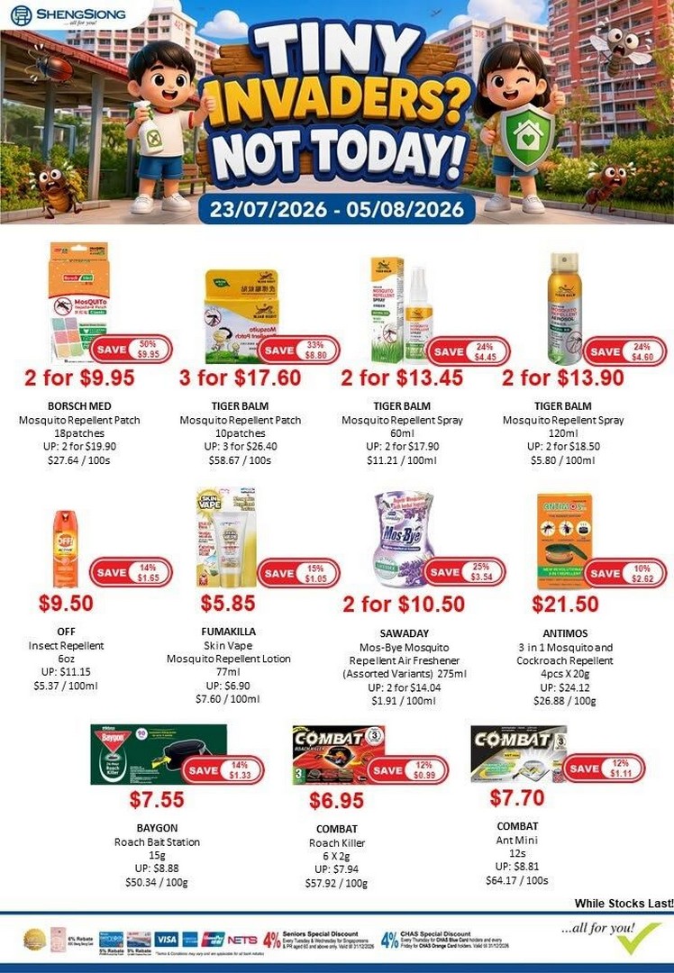 Sheng-Siong-Supermarket-Tiny-Invaders-Pest-Control-Promotion 23 July-5 August 2026: Sheng Siong Supermarket Tiny Invaders Pest Control Promotion: Up to 50% OFF Mosquito Repellents, Insect Sprays and Home Protection Essentials