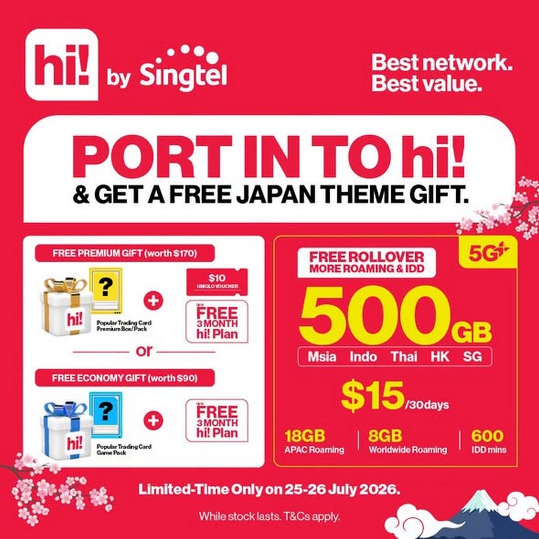 Singtel-hi-Port-In-World-Tour-Promotion 25-26 July 2026: Singtel hi! Port-In World Tour Promotion, Get Free Japan Gifts, Roaming Data and Exclusive Plan Benefits at EZY Link Tampines