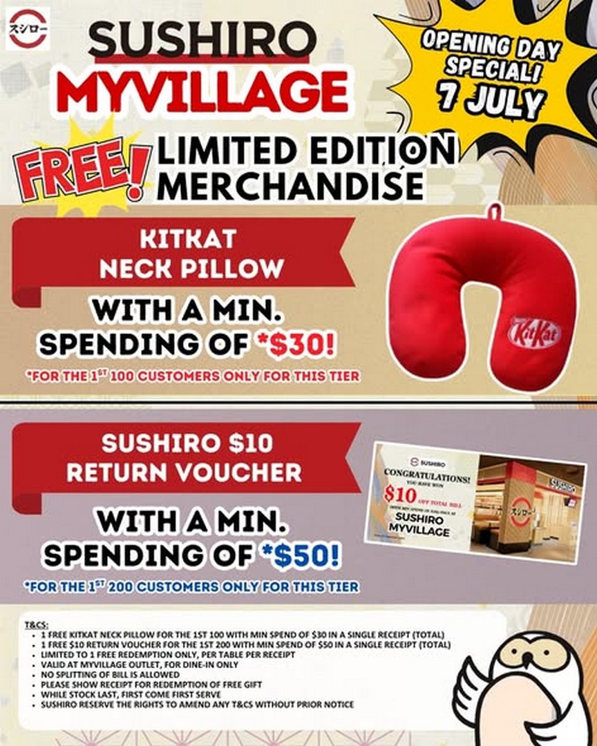 Sushiro-Singapore-myVillage-Grand-Opening-1-for-1-Sushi-Promotion 7-20 July 2026: Sushiro Singapore myVillage Grand Opening 1-for-1 Sushi Promotion, Free Gifts and Exclusive Opening Deals at Serangoon Garden