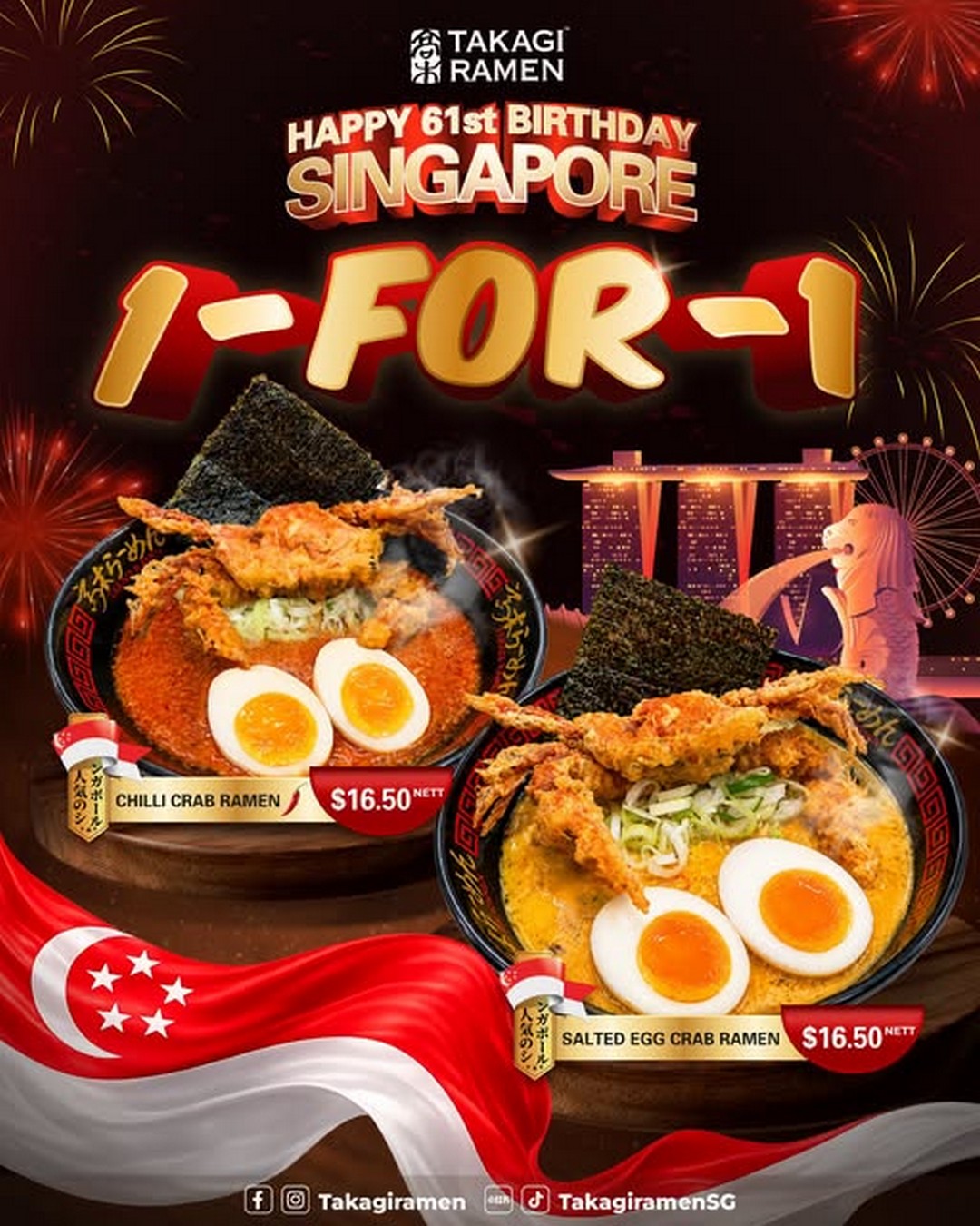 Takagi-Ramen-Singapore-1-for-1-Crab-Ramen-Promotion 17 July 2026 onwards: Takagi Ramen Singapore 1-for-1 Crab Ramen Promotion – Celebrate Singapore's 61st Birthday with Double the Flavour and Great Dining Savings