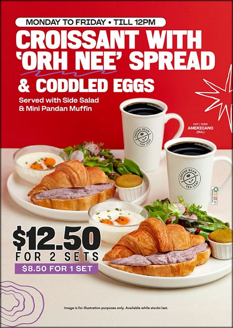 The-Coffee-Bean-Tea-Leaf-Croissant-Orh-Nee-Spread-Coddled 6 July 2026 onwards: The Coffee Bean & Tea Leaf Croissant 'Orh Nee' Spread & Coddled Eggs Breakfast Set Promotion – Enjoy Weekday Breakfast Sets from Just $8.50 or 2 Sets for Only $12.50 in Singapore